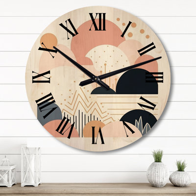 Horloge murale surdimensionnée géométrique en bois rose