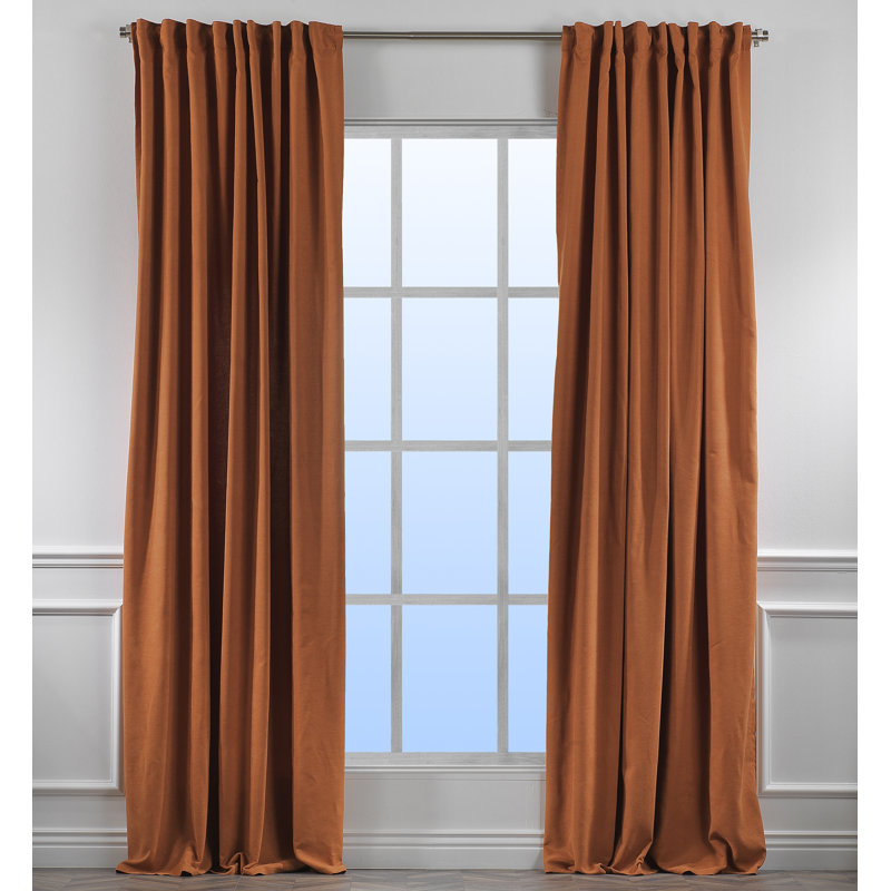 Solid Room Room Darkening Tab top Curtain Panels, 52" W x 108" L, Burnt Orange