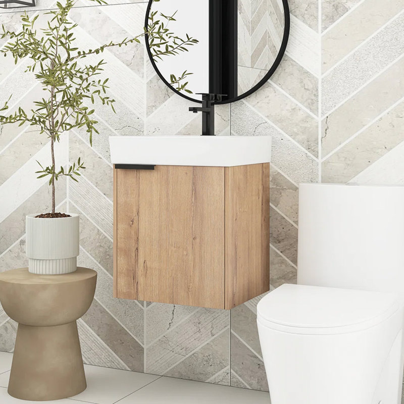 18'' Wall Mounted Single Bathroom Vanity with Ceramic Top