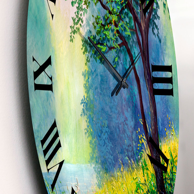 Forêt d'été avec rivière et cascade - Horloge murale traditionnelle, Moyenne
