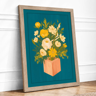 Peach Vase Floral Botanical - Framed Print