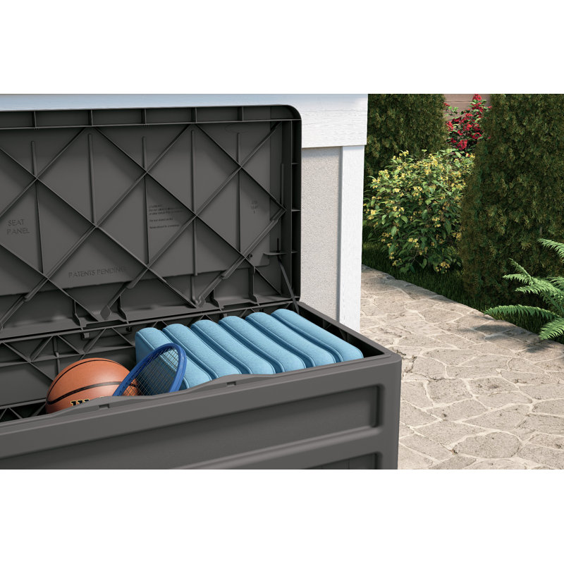 Suncast 73 Gallon Water Resistant Deck Box in Stoney