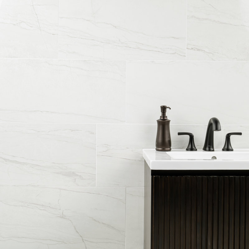 Zola 12 in. x 24 in. Matte Porcelain Marble Look Floor and Wall Tile, Aurum