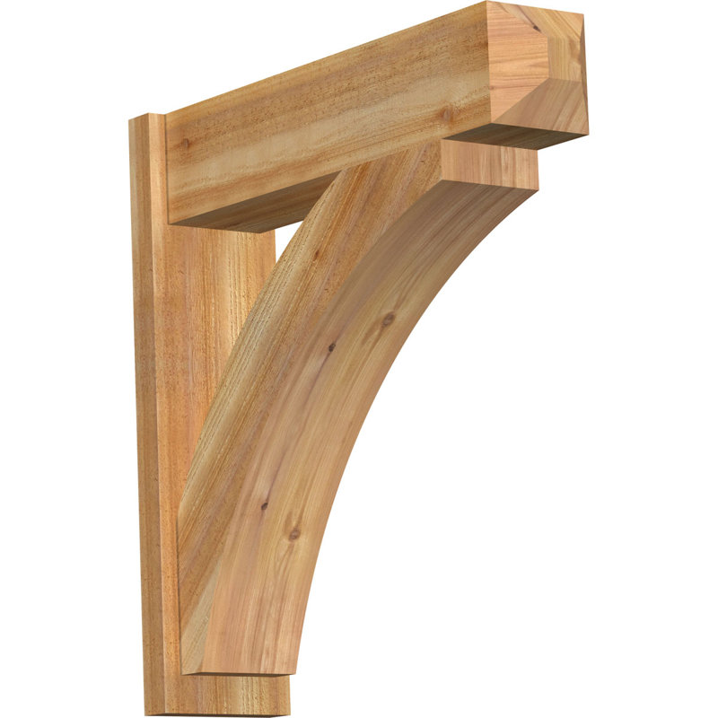 Thorton Craftsman Rustic Wood Outlooker, 8" W Western Red Cedar (Rough Sawn),  26" D x 32" H 