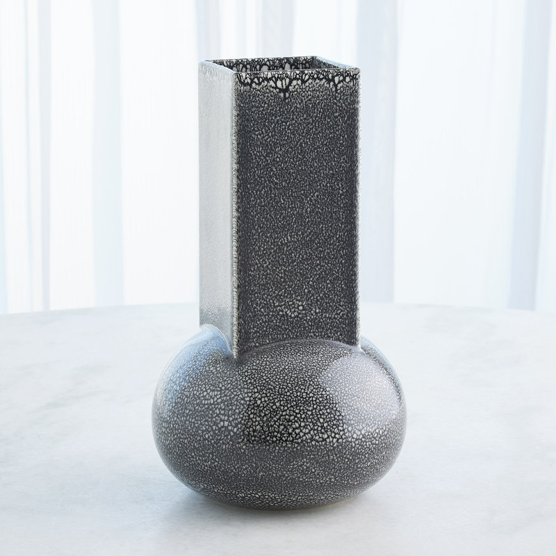Crocus Vase-Reactive Black-Lg, Black, 16" H x 8.75" W x 8.75 D