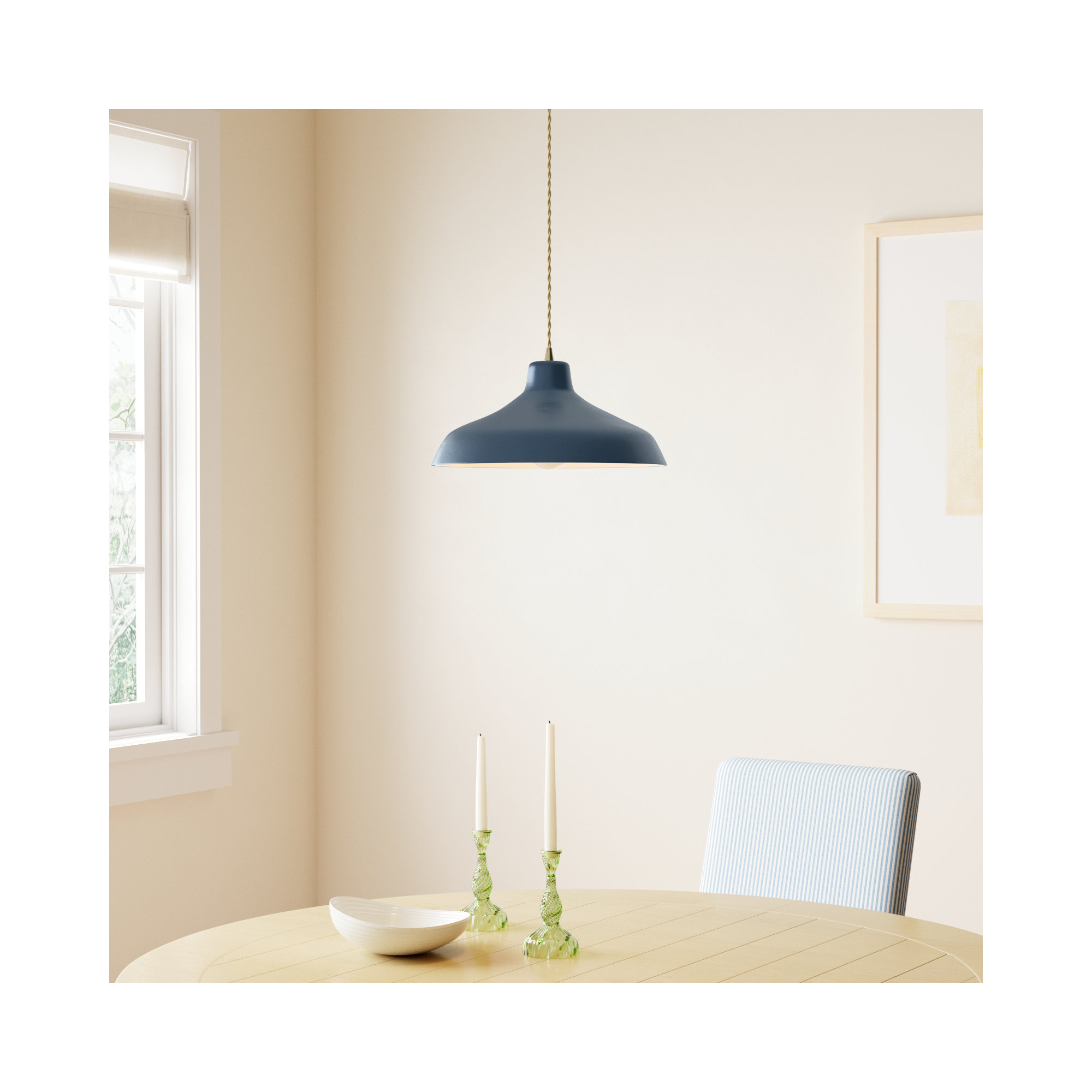 Fallon Ceramic Dimmable Pendant, Midnight Sky, 6.25" H x 13.5" W x 13.5" D, Antique Brass