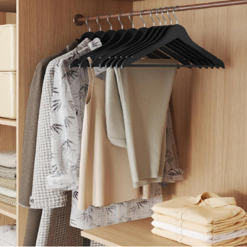 Solid Wood Standard Hanger for Suit/Coat, Ink Black