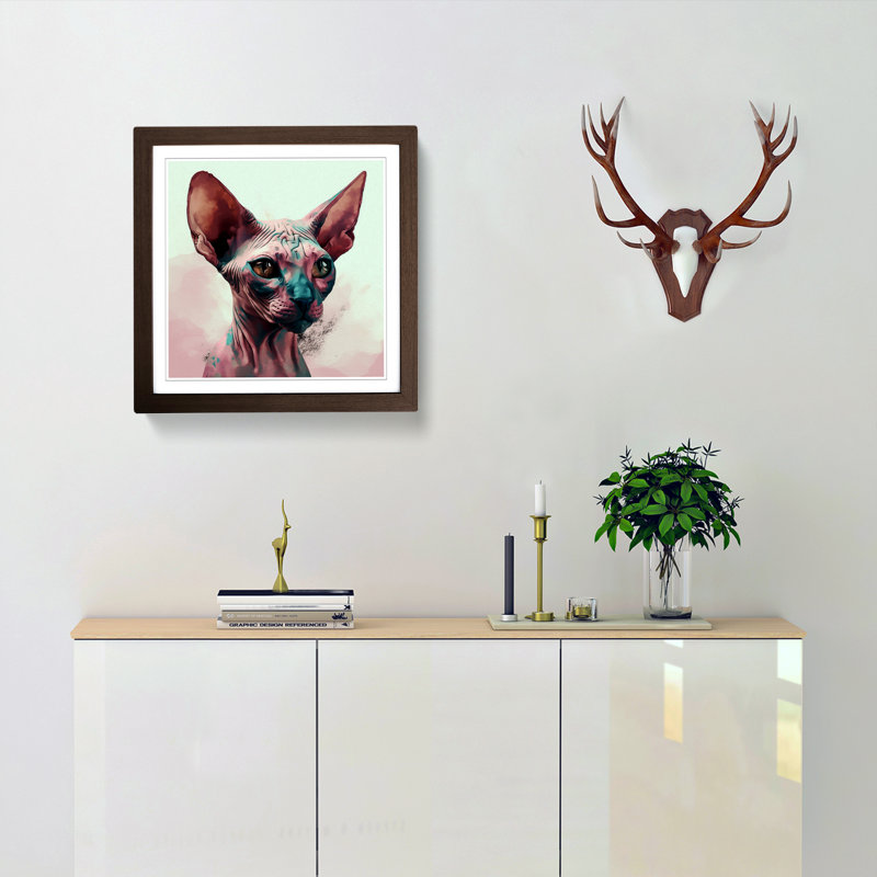Sphynx Cat Digital Art No.1 - Framed Print, Walnut