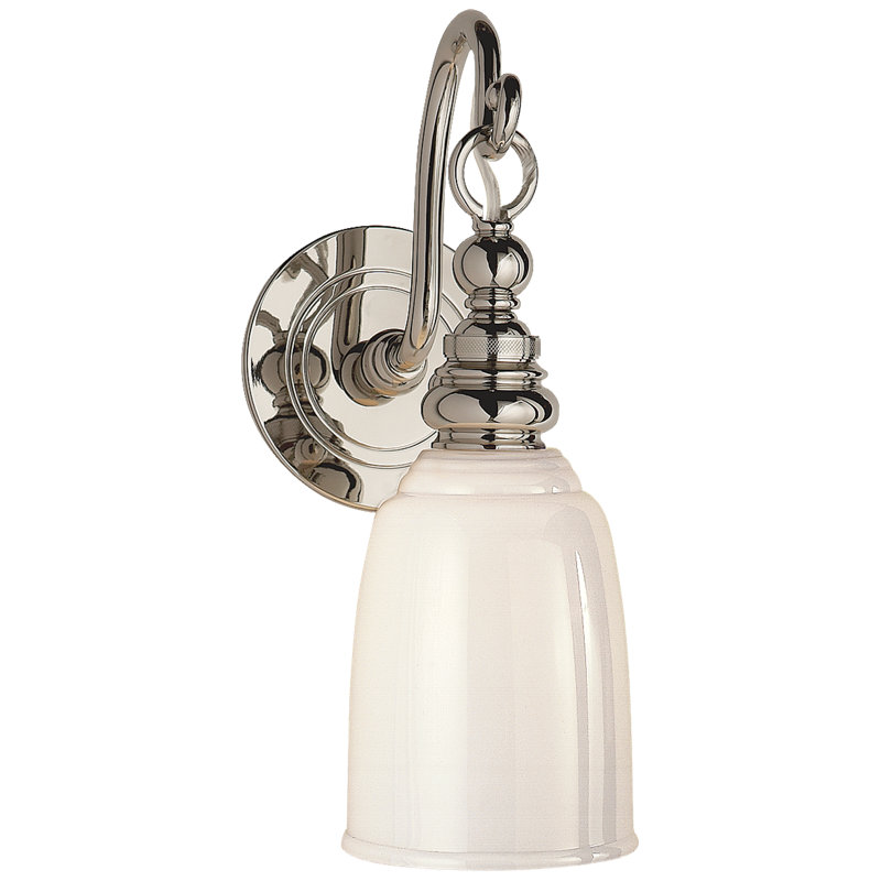 Chapman & Myers Boston Loop Arm Sconce, Polished Nickel, White