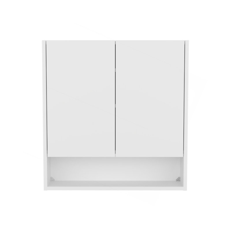 Double-Door Medicine Cabinet With Mirrored Doors And Interior Shelves