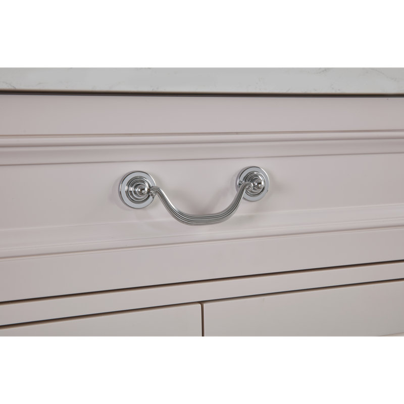 72" Solid Wood Sink Vanity  With 1' Artificial Stone Top, Dreamy White