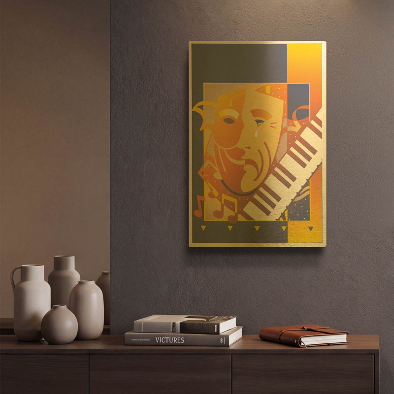 «Arts and Music» par David Chestnutt, art mural en métal doré, 12 po x 16 po, 12 po x 16 po