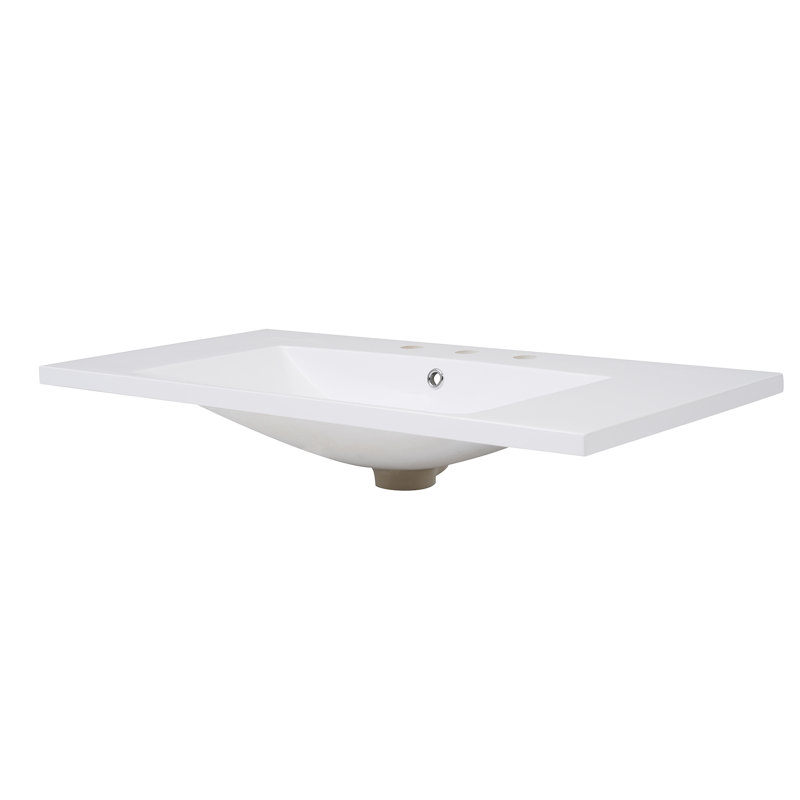 Lavabo de salle de bain 36 po x 18 po, lavabo en résine avec trop-plein. Présentez-vous dans les petites salles de bain. Égratignure, évier blanc. Espaces de débordement. Et hygiénique,