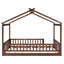 Structure de lit en bois pleine grandeur avec clôture, noyer, pour, adolescents, pin, espace de jeu et de sommeil, conception semi-fermée en noyer de pin, aire de repos, espace de repos-105350622-105350616