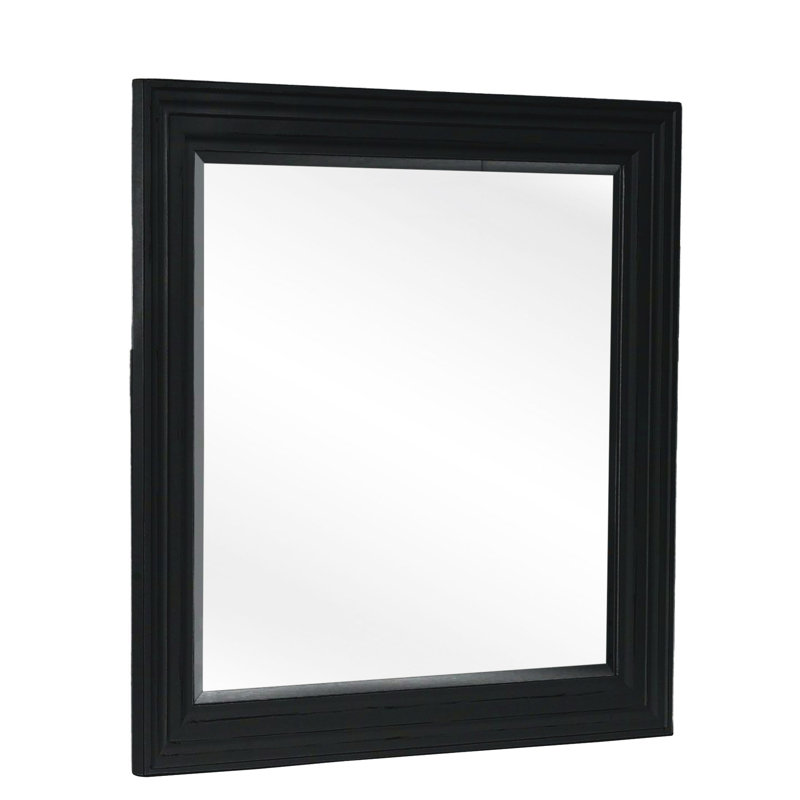 Hues Solid Wood Framed Dresser and Wall Mirror, Black