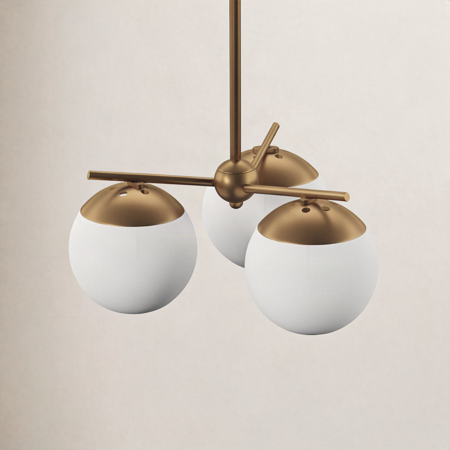 Yearby 3-Light Chandelier, Brass, Frosted White