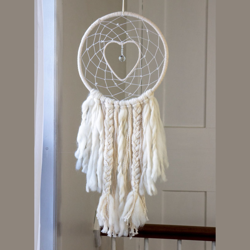 Suspension murale en coton et cristal en macramé dreamcatcher