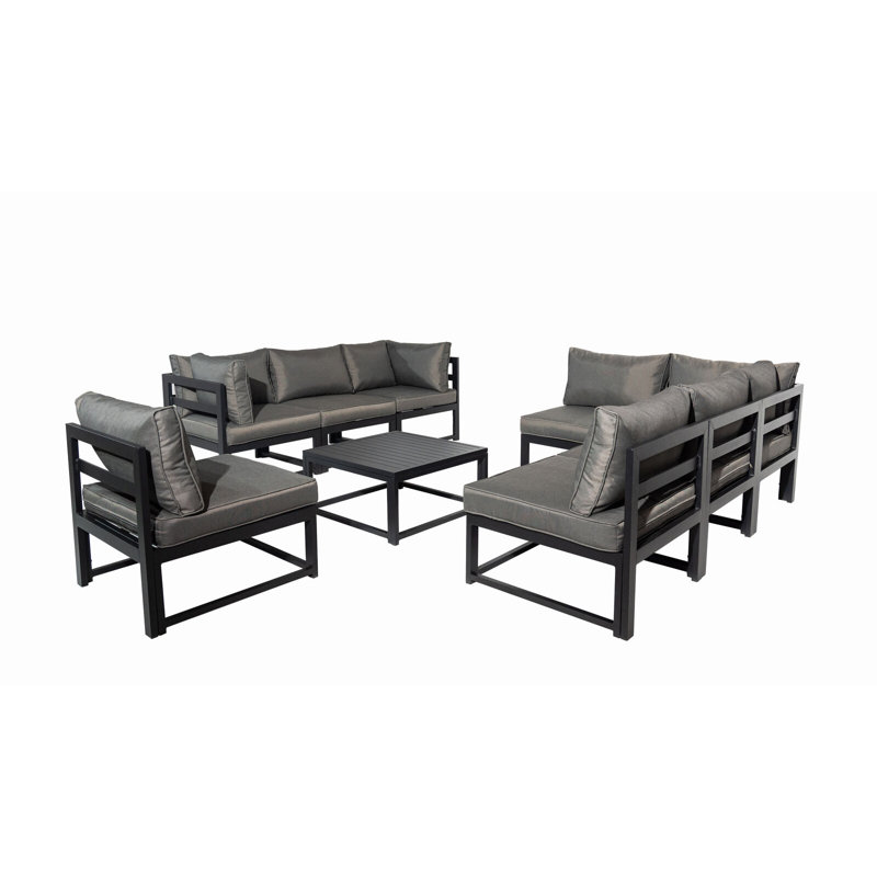 Desray 8 - Person Patio Dining Set with Square Table , Cushions Included