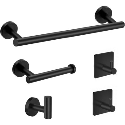 Matte  Bathroom Hardware  Stainless Steel Round Wall Mounted  Hand Towel Bar Toilet  Holder Towel Hooks Bathroom Accessories Kit