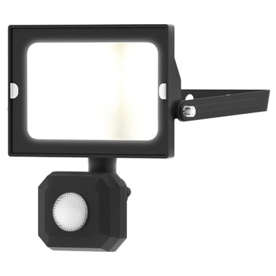 Motion Sensor Floodlight (Black) 1700lm IP65 Rated Compact LED Integrated 20W Flood Light - 4L2/1015