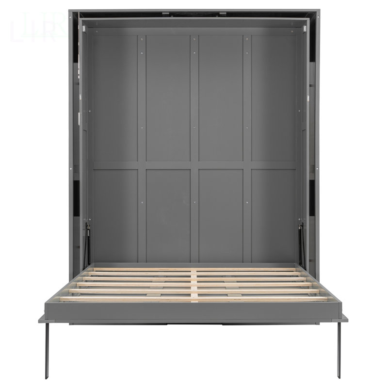 Grand lit escamotable rotatif avec supports de rangement cachés, lit mural multifonctionnel peu encombrant pour le bureau à domicile et les petites pièces