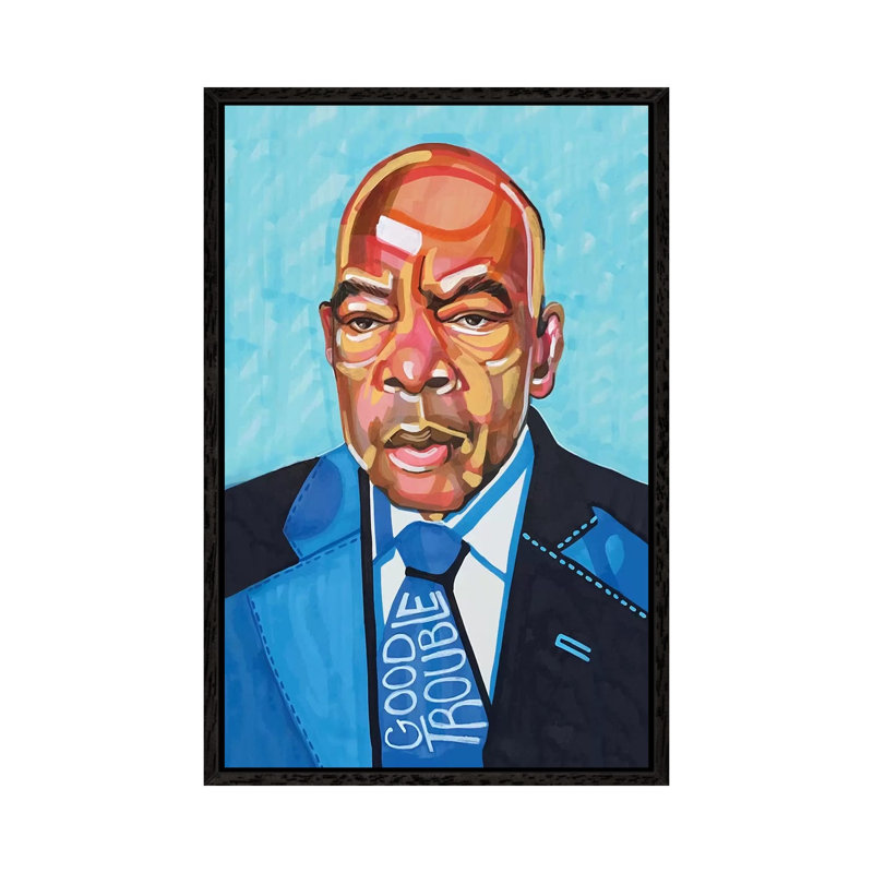John Lewis by Domonique Brown - Print on Canvas, Black Framed Canvas, 66.04 cm H x 45.72 cm W