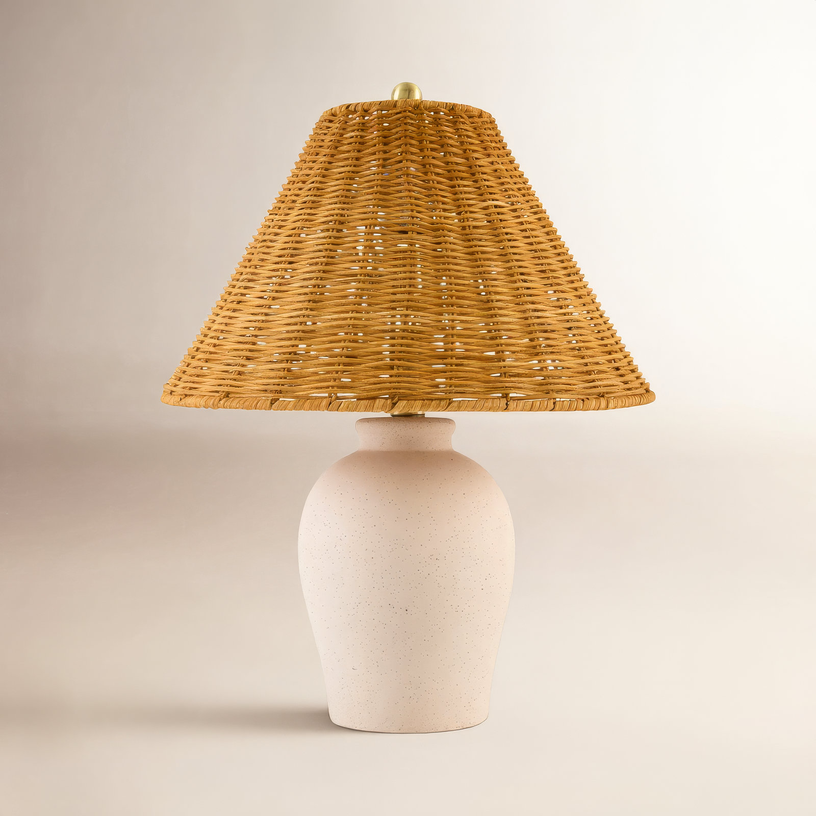  Chemise 19" Ceramic Table Lamp, Shell, Wicker, Brown