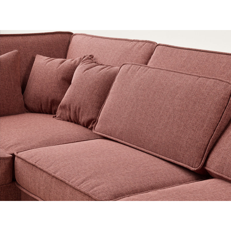 5 Seater Corner Sofa , Left Hand Facing, Coral Polyester
