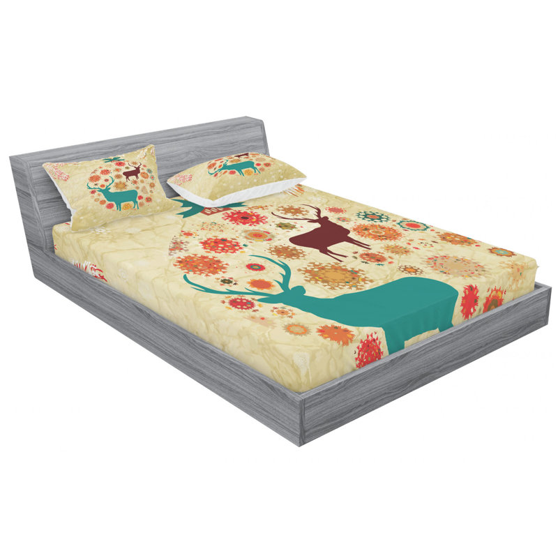 Microfiber Floral Sheet Set, Queen Sheet Set with Fitted Sheet