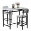 Table de salle à manger moderne pour 2 personnes, ensemble de table de salle à manger avec finitions en marbre et 2 chaises rembourrées-1158469032