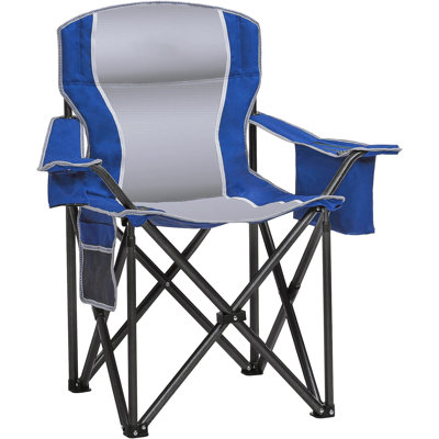 Bestier Foldable Camp Chair,Outdoor Chair with Side Pocket & Cup Holder - Black