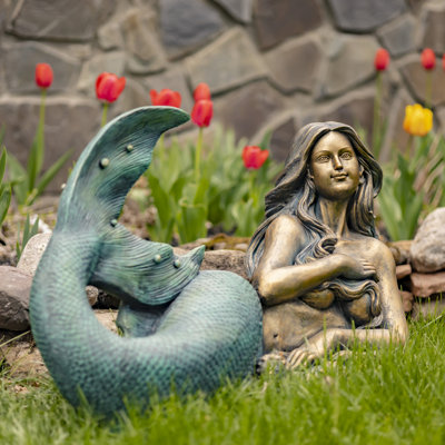 Statue de jardin pondeuse sirène couchée