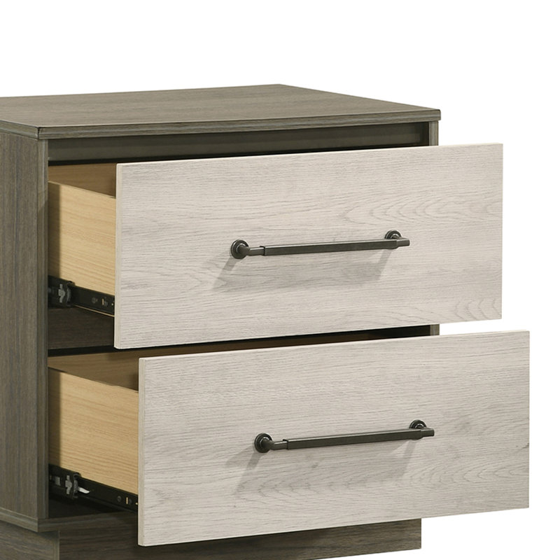 Jakyiah grand 2 pièces gris, Grand lit, 2 pièces: lit, table de chevet