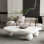 Table basse de 47 pouces en forme de nuage avec 3 pieds sphériques pour le salon, blanc crème-821268258-821268285