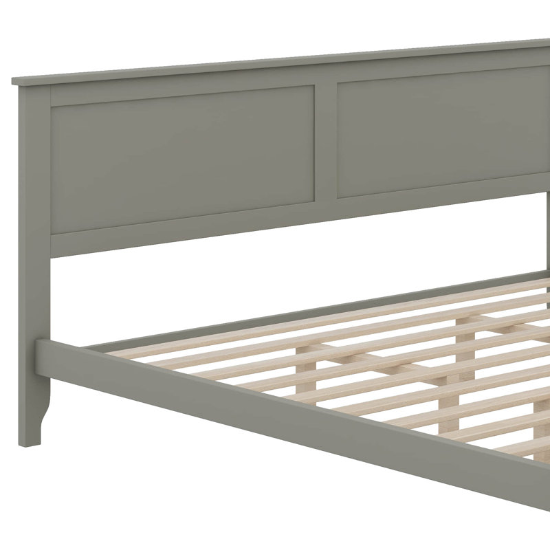 Modern Solid Wood Platform Bed, Gray, King