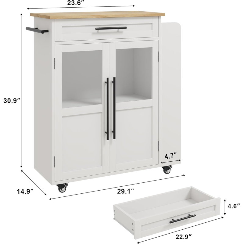 Wood Kitchen Island, White