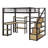 Full Size Metal Loft Bed With Staircase,Full-Length Guardrails,A Built-In Desk And Shelf,No Box Spring Needed,Noise Free,For Juniors&Adults