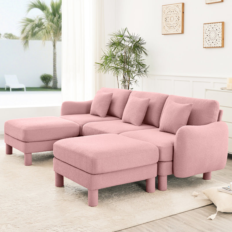 Canapé modulaire en forme de U en tissu 3 Boucle, Rose