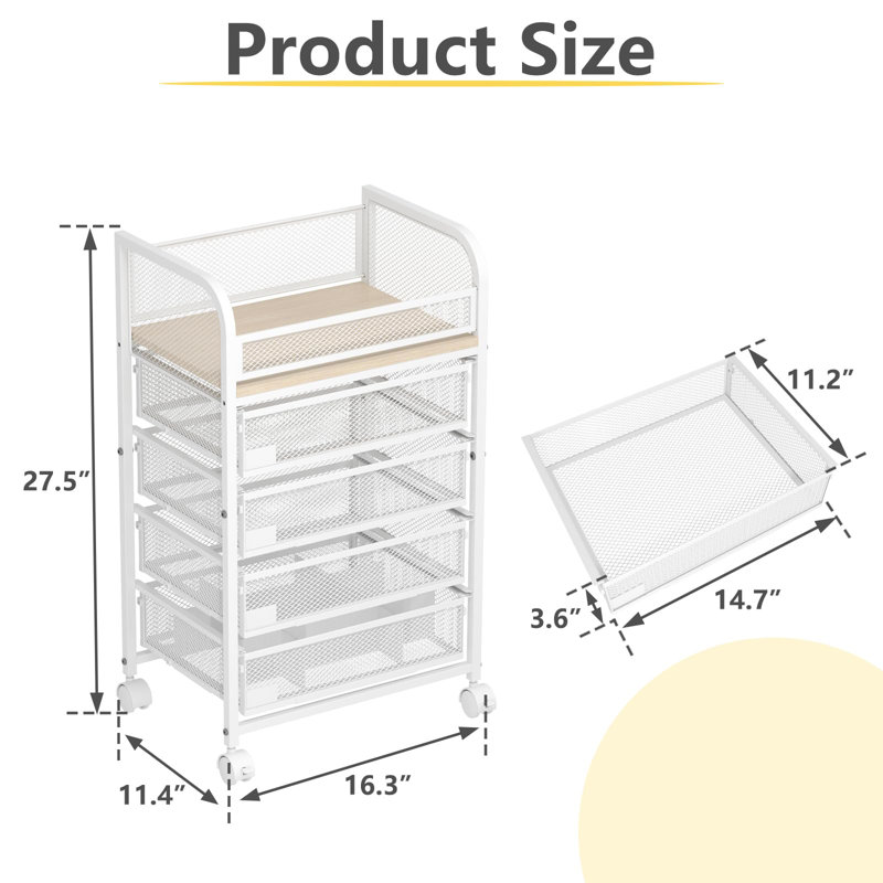 Organisateur de maquillage roulant avec 4 tiroirs, chariot de rangement pour les soins de la peau sur roulettes, porte-cosmétiques pour salle de bain, chambre à coucher, blanc