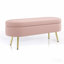 Banc de rangement repose-pieds ovale en flanelle avec pieds en métal - rose (43,5 po x 16 po x 16 po)-1948896664-1948896667