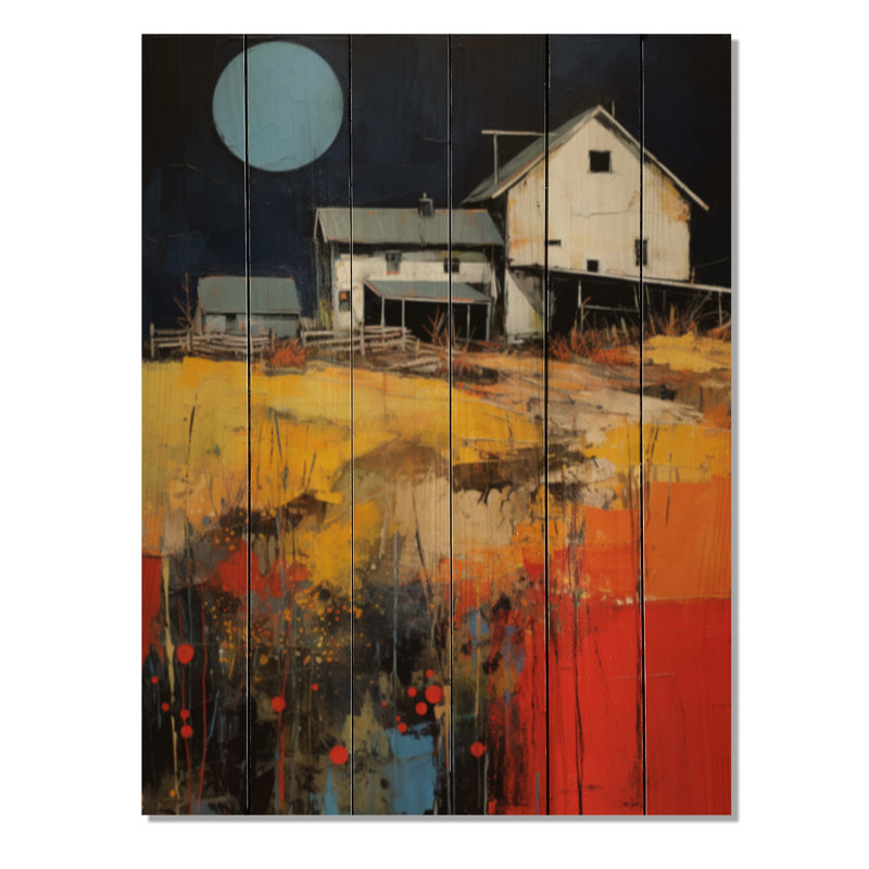 «Farmhouse Abstract Agarian» sur impression sur bois, H 20 po x l 10 po x P 0,78 po