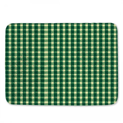 Tapis de bain à motif écossais vert et blanc