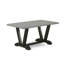 Ensemble de table de cuisine de 7 pièces avec un magnifique plateau de table de couleur ciment et 6 chaises de salle à manger noires avec têtes de clous et un dossier haut de style, finition noire brossée-106914827