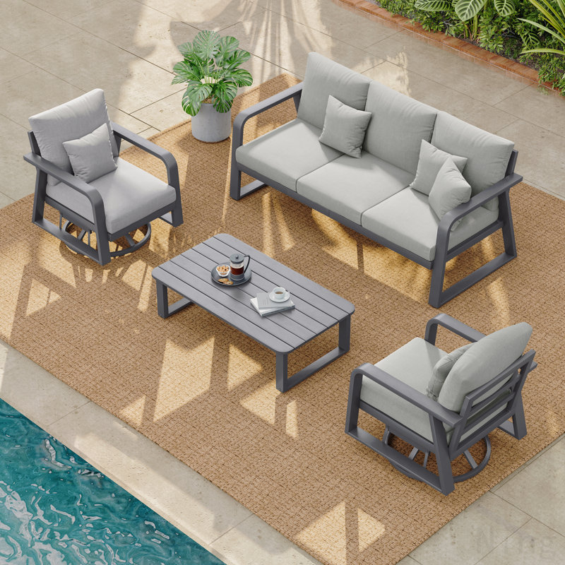 Fr One Three-Seater Sofa + Two Swivel Chairs + One Coffee Table-Line2