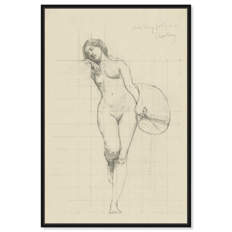 «Nude Study for Paint», reproduction d'art sur toile par Art Remedy, Cadre noir, H 46 po x l 31 po