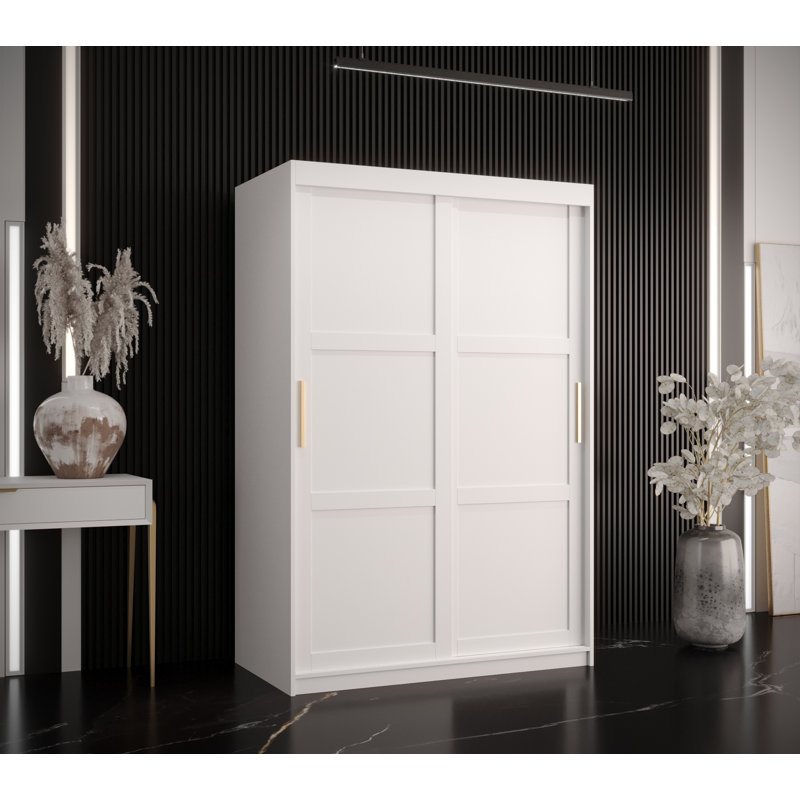Jericho 2 Door Manufactured Wood Wardrobe, White, 200cm H x 150cm W x 62cm D