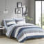 Ensemble d'édredon à rayures avec draps bleu / gris-131603000-131603004