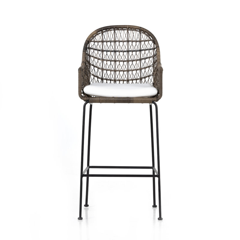 Bandera Outdoor Bar Stool, 30", Beige/Gray