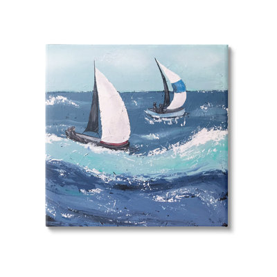 Sailing Sea Waves Splashing by Jade Reynolds - Painting