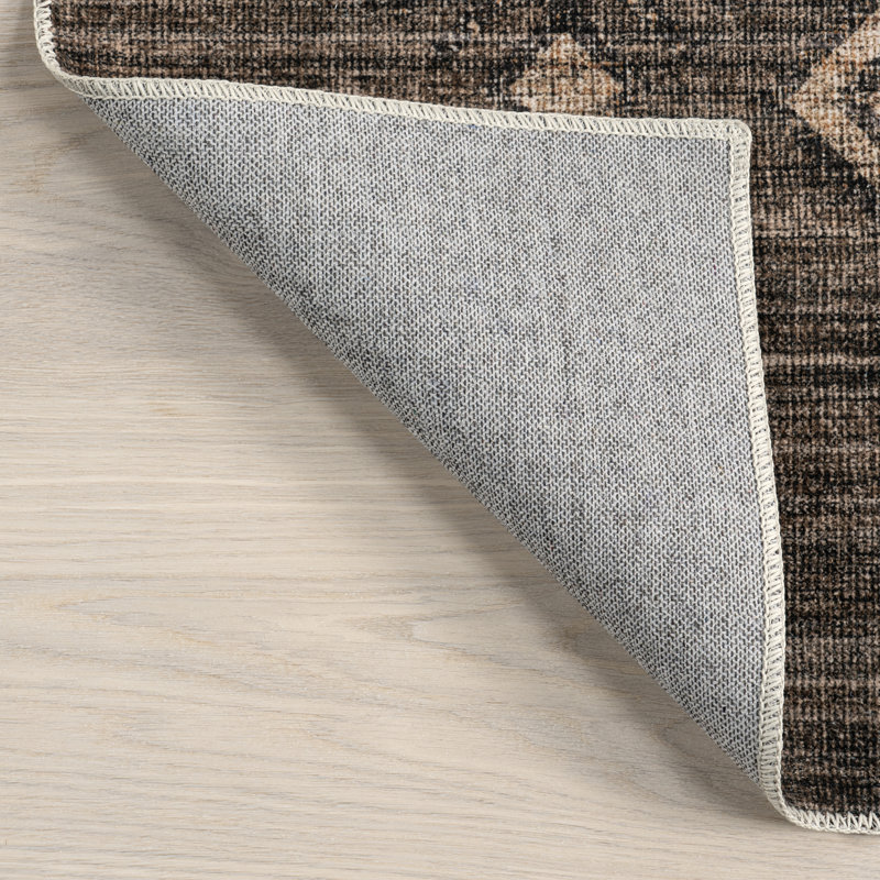 Marylene Machine Woven Polyester Area Rug in Brown, Rectangle 6' x 9'